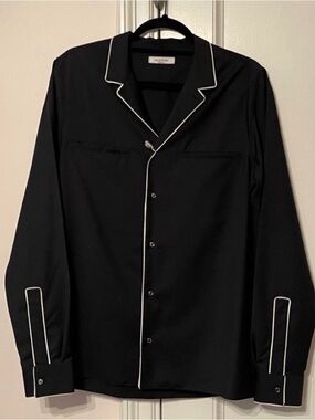 Valentino Black Shirt with White Piping